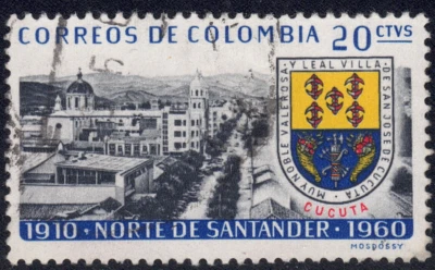 Colombia SC# 731 1961 - Vista de Cúcuta y armas - Usado Foto 1 de 2