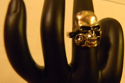 银色 ~ 骷髅,茶色玫瑰 ~ 戒指 尺寸 7 - #24 无标记 — 第 1/4 张图片