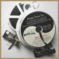 65ft (20m) Plastic Flat Twist Tie roll with cutter for general use