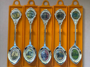 Vintage Randa Collector Spoons- AUSTRALIAN MONEY SETx5 - Silver Plated- Aus-Made