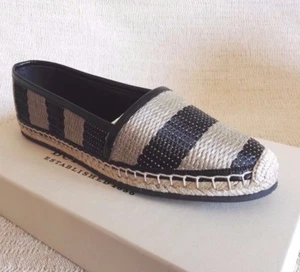 BURBERRY BRIT HODGSON ESPADRILLES 36.5 6.5 BLACK HONEY WOMAN SHOES SUMMER - Imagen 1 de 11