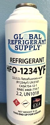 GLOBAL REFRIGERANT SUPPLY R1234yf, HFO1234yf, R-1234yf, 8 oz, Can, For Automotive Air Conditioning Systems