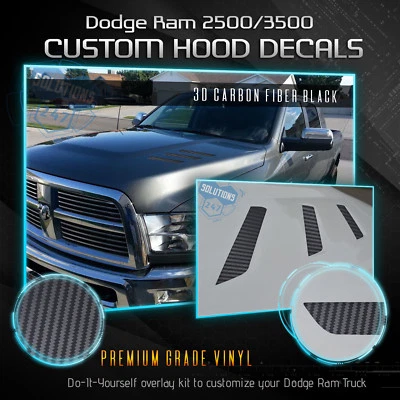 Inserto de calcomanía de ventilación del capó para Dodge RAM 2500 3500 HD 2010-2018 fibra de carbono mate  Foto 1 de 4