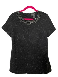 NWT St. John Couture Hand Beaded Black/Caviar Top Size S MSRP $1295 - Picture 1 of 6