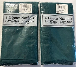 Soft Polyester Large Dinner Napkins Spruce Green w/Tonal Stripe 17"x17" SET-OF-8 - Picture 1 of 4