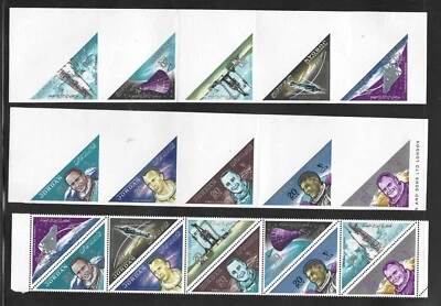 JORDAN 1964-6 SPACE HONORING ASTRONAUTS RARE IMPERF TRIANGULAR STAMPS - Image 1 of 2