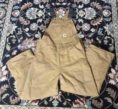 Mono Carhartt Juvenil Lona Doble Rodilla Talla 12 Marrón Ropa de Trabajo Babero Foto 1 de 4