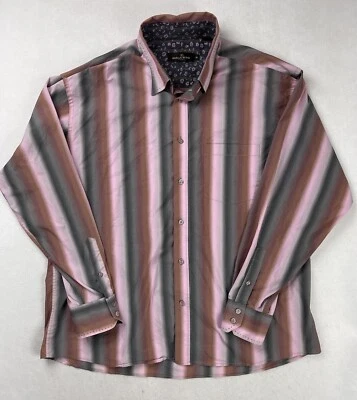 Bugatchi Uomo Mens Dress Shirt Blue Striped Button Up Pink Size XL *MARK - Image 1 of 4