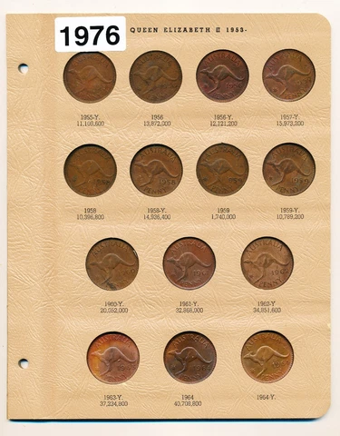 AUSTRALIA PENNY COLLECTION - 1955-1964 - 14 DIFFERENT - #1976 Cover