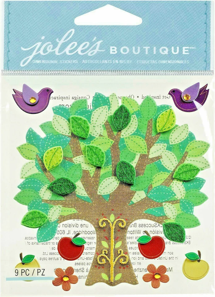 Pegatinas dimensionales Jolee's Boutique colorido árbol cosido familia manzana flor Foto 1 de 1