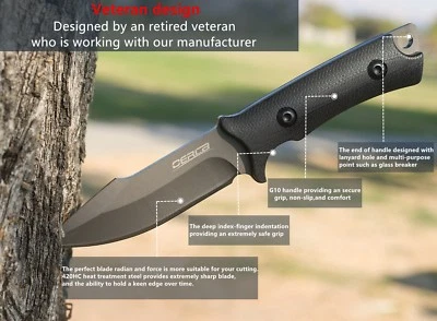 OERLA OLF-1009 Outdoor Duty Fixed Blade Knife with G10 Handle and Kydex Sheath