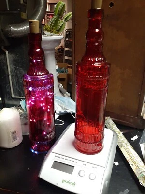 Botella de vidrio con luz led para decoración del hogar #2 roja Foto 1 de 2