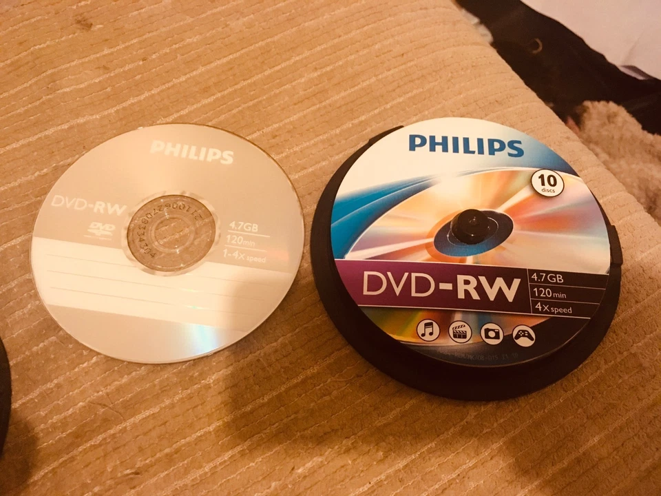 New Opened Philips DVD-RW 4.7Gb 120Min 4x Speed Discs x8 - Image 1 of 1