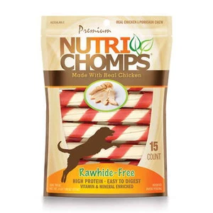 Premium Nutri Chomps Chicken Twist with Flavor Wrap Dog Treats 15 Count Vitamin - Picture 1 of 7