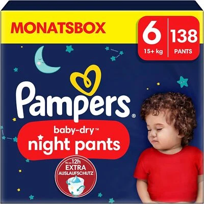 Pampers Night Windeln Pants Größe 6 (15+kg) Baby-Dry, MONATSBOX, Windelhöschen