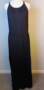 Old Navy XXL/2XL Black Knit Maxi Dress Fitted at Waist Tiered Soft Boho - Picture 1 of 8