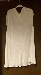 Rick Owens Moody Bonnie Off White Long Tank Top NWT New Jersey Asymmetric US 12 - Picture 1 of 7