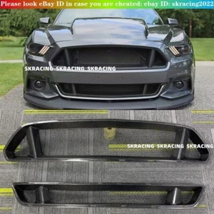 Carbon Fiber Front Upper+Lower Bumper Grill Grille For Ford Mustang 2015-2017 - Picture 1 of 11