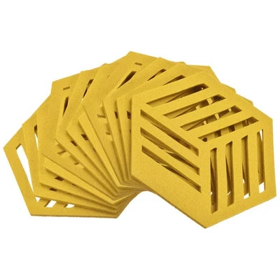 Sottobicchieri Feltro 12pz Esagonali Tappetino Tamponi Sottobicchieri, Giallo - Immagine 1 di 4