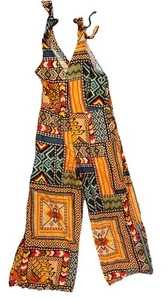 NWT Haute Hippie Boho Jumpsuit Linen Rayon Patchwork Print Size M - Picture 1 of 7