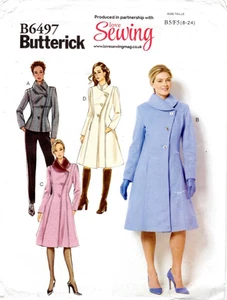BUTTERICK 6497 WOMEN'S COAT with COLLAR SEWING PATTERN SIZES 8 to 24 **NEW** - Picture 1 of 4
