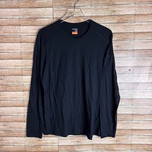 Icebreaker Shirt Mens Large Black Base Layer Thermal Merino Wool Bodyfit 200 - Picture 1 of 5