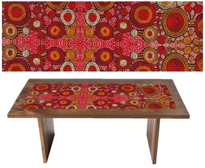 ABORIGINAL TABLE RUNNER - 140x45cm - MADE IN AUSTRALIA - TEDDY GIBSON - GIFT - Picture 1 of 2