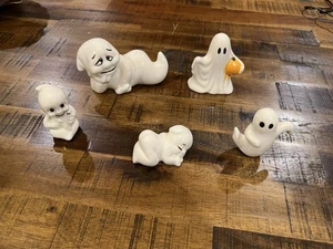 Vintage Set Keramik Halloween Geister und Geist mit Kürbis 5er Set - Bild 1 von 8