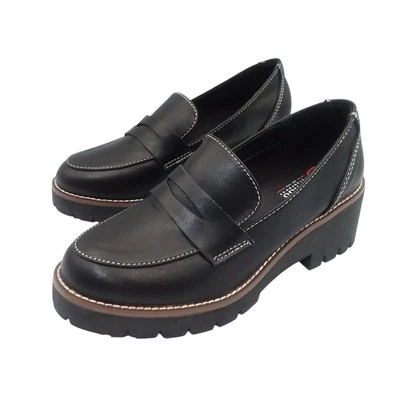 Mocasines para mujer BLONDO Daina impermeables gruesos con suela de cuero negro talla 8,5 M Foto 1 de 4