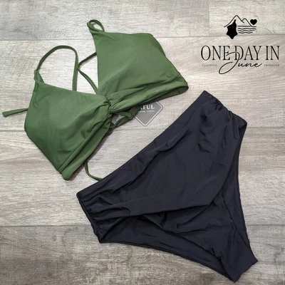 Traje de baño bikini Zaful Twist delantero con cordones espalda cintura alta talla L Foto 1 de 4