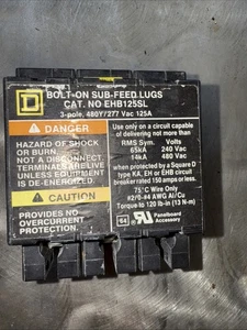 Square D EHB125SL Bolt-On Sub-Feed Lugs 125A 480V 3 Pole Great Cond FAST SHIP! - Picture 1 of 3