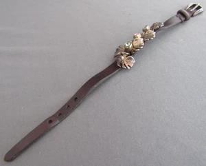 UNO de UNO PLATA PLACA GRUESA ESTRÁS HOJA CUERO CINTURÓN PULSERA TENIS - Imagen 1 de 6