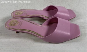 Vince Camuto Faiza Pink Leather Slip On Kitten Heel Slide Womens Sandals 9.5M - Picture 1 of 6