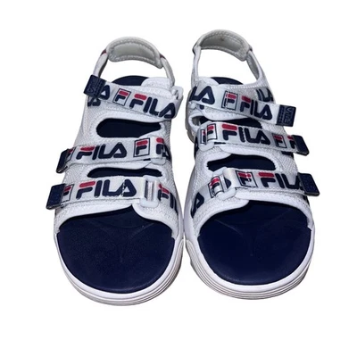Sandalia FILA Disruptor Niños Talla 7 Blanco Azul Rojo Correa Ajustable Deportiva Foto 1 de 4