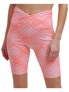 DKNY SPORT Womens Orange Stretch Printed Active Wear High Waist Shorts S - Picture 1 of 9