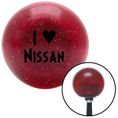 Black I <3 for NISSAN Red Metal Flake Shift Knob w/ M16x1.5 Insert Shifter Auto - Image 1 of 4