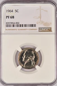 1964 Jefferson Nickel Proof NGC PF 68 PR68 Gem Coin 5C - Picture 1 of 2