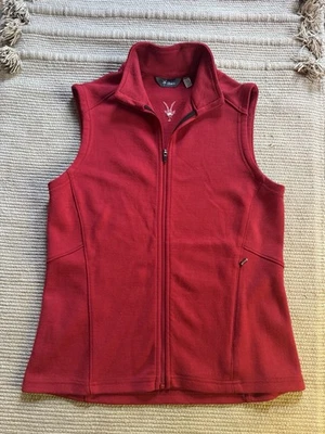 Ibex Vest Red Cherry Rose merino wool gorgeous full zip Vest women’s M EUC - Image 1 of 4