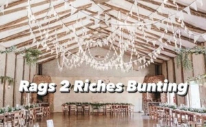 WEDDING BUNTING BUDGET PRICE PER METRE WHITE COTTON WEDDINGS CHRISTENINGS EVENTS - Picture 1 of 5