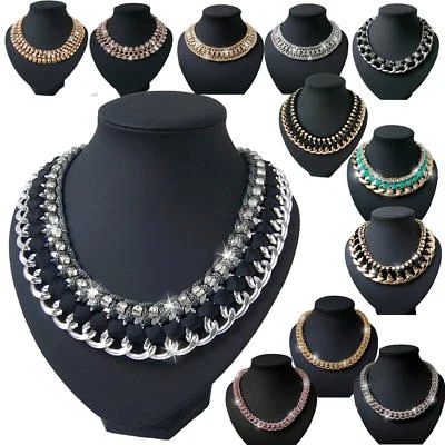 Statement Kette Collier Halskette Blogger silber gold rosé Schmuck Damen KV10 - Bild 1 von 3