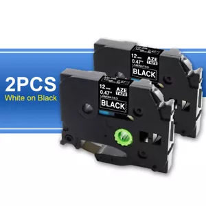 2 piezas TZe/TZ-335 Compatible para Cinta Etiqueta Brother P-Touch TZe Blanca sobre Negra 12 mm - Imagen 1 de 12