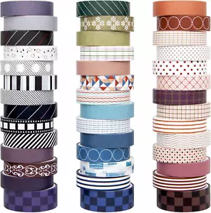 44 Rolls Washi Tape Set, 10 Mm and 15 Mm Wide Grid Colored Masking Tape for Scra - Picture 1 of 6
