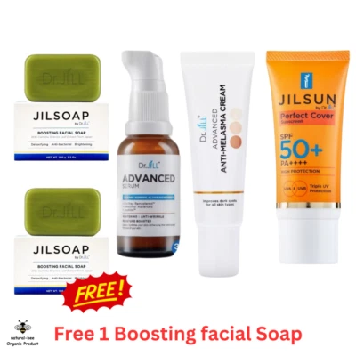 Dr.Jill Serum Advanced Soap + Cream +Sunscreen 50+ Set Reduce Freckles Dark Spot - Image 1 of 4