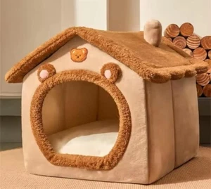 1X M Faltbares Katzenhaus Hundebett  Waschbar Abnehmbar für Kleine Haustiere - Bild 1 von 7