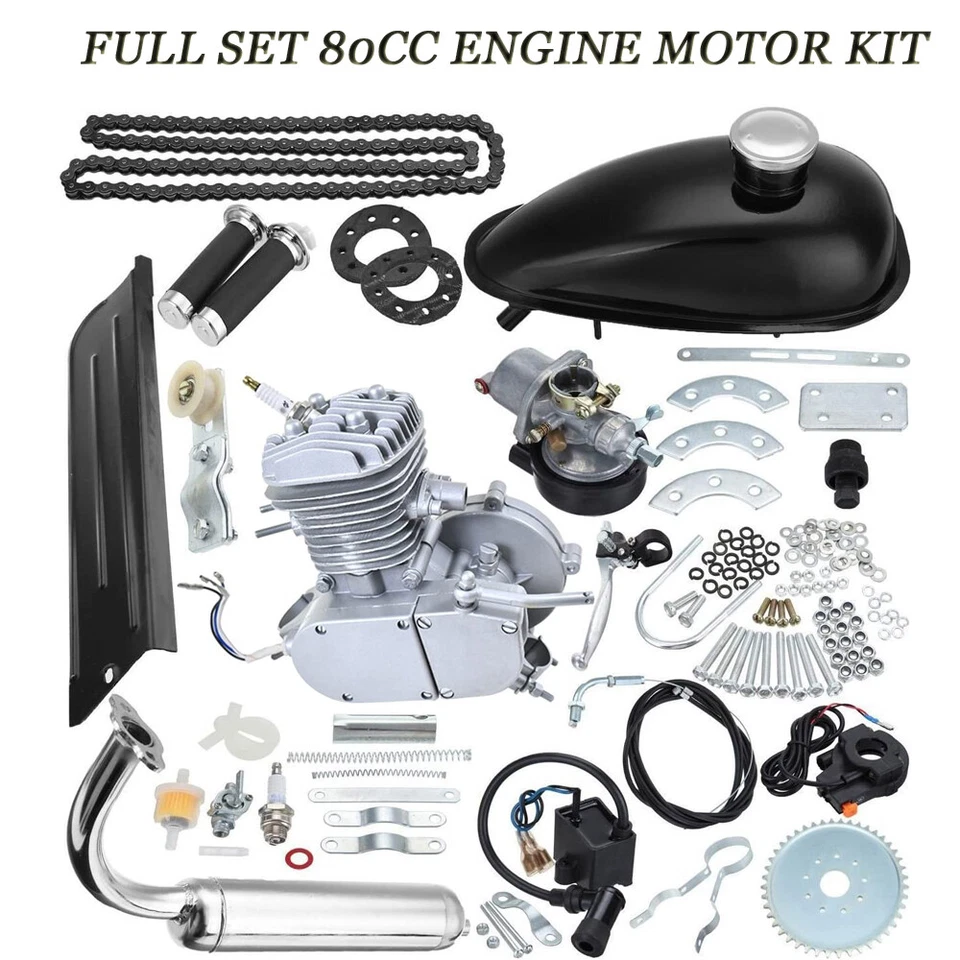 Kit completo 80cc 2 tempos motor a gás motor para motorizar bicicleta ciclismo mountain bike - Imagem 1 de 4