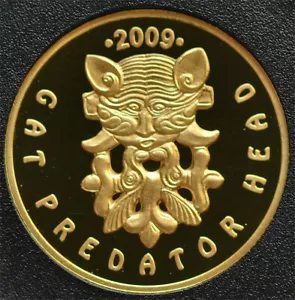 KAZAKISTAN 100 Tenge 2009 Fine Gold Proof 'Testa di Predatore di Gatto' - Foto 1 di 2