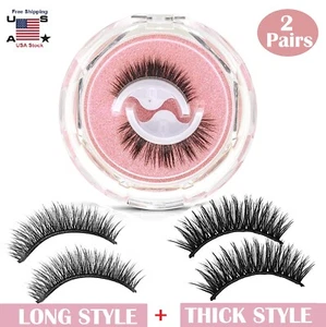4PCS Glue-Free Self-Adhesive Eyelashes Reusable Multiple Reversible Natural USA - Picture 1 of 10