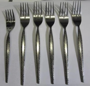 5 Stanley Roberts Mid Century Rogers ENSENADA STAINLESS DINNER FORKS - Picture 1 of 2
