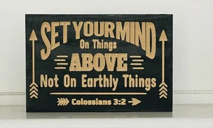 Kolosser Bibelvers Holzschild, Farbe individuell, christlicher Glaube Regal Sitter - Bild 1 von 4