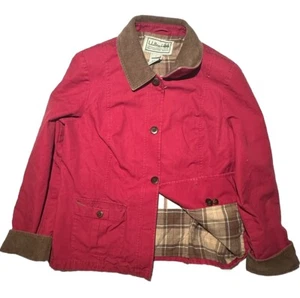 Vintage LL Bean Flannel Lined Chore Jacket Women’s Size Large Red Corduroy EUC! - Picture 1 of 19